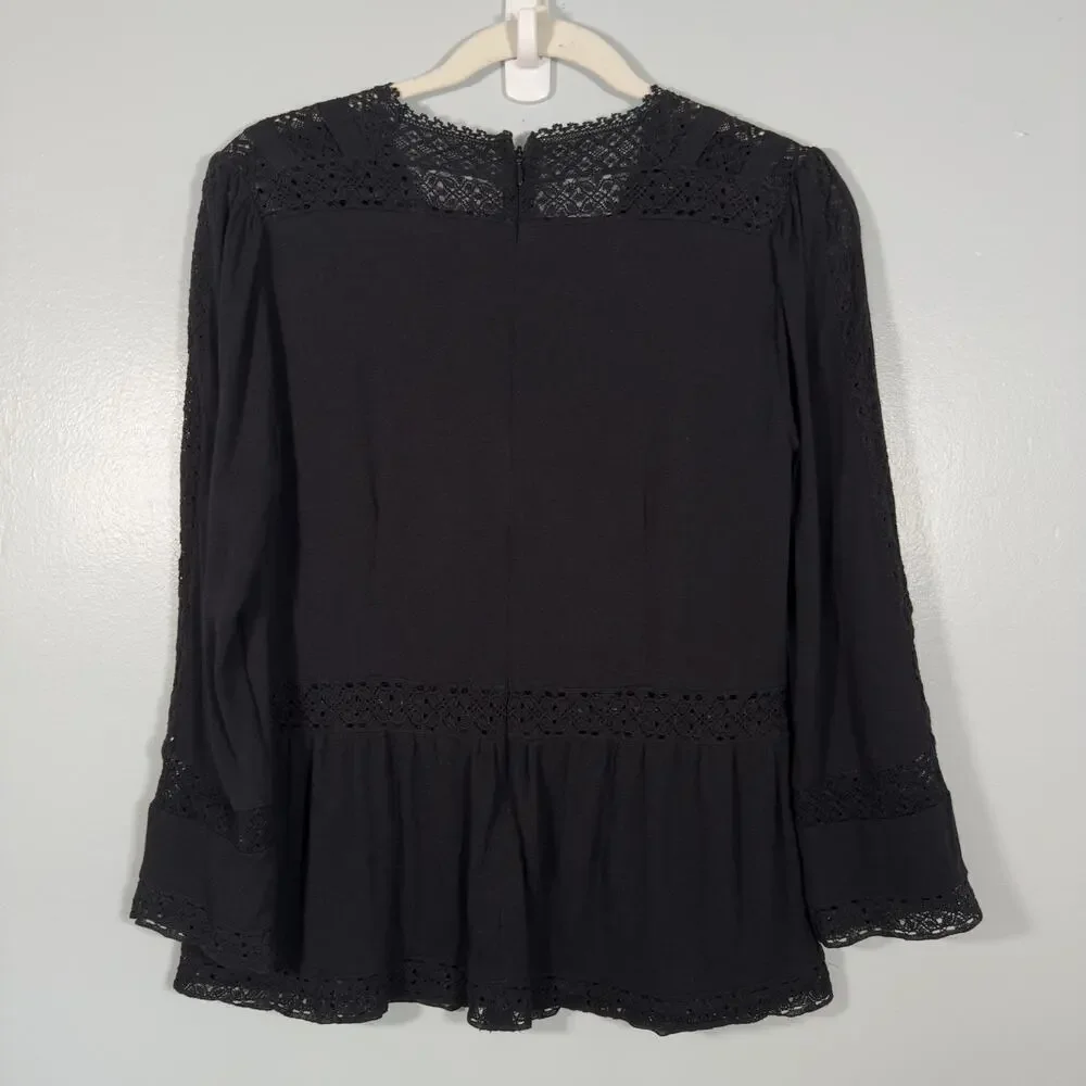 J. Crew Lace Blouse Size 6 Romantic Boho Crochet Top Flutter Sleeve